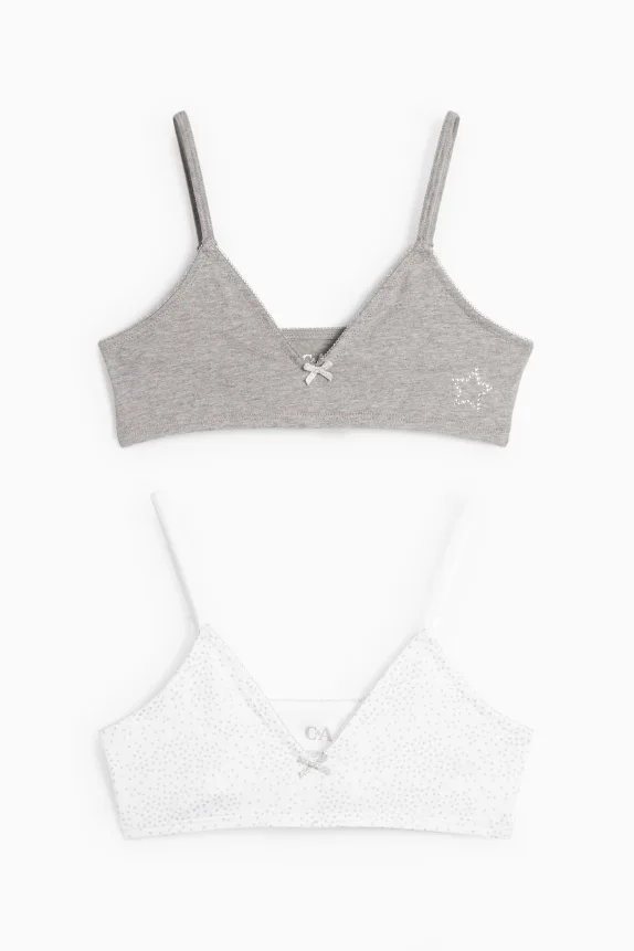 Multipack of 2 - star - bralette white / gray