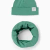 Dinosaur - set - hat and snood - ribbed - 2 piece green