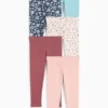 Multipack of 5 - girl and flowers - leggings rose / blue