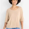 T-shirt - relaxed fit - ribbed beige