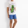 Minecraft - short pyjamas - 2 piece blue / creme
