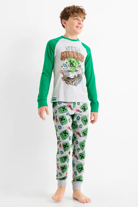 Minecraft - pyjamas - 2 piece green / gray