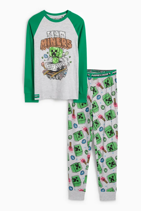 Minecraft - pyjamas - 2 piece green / gray