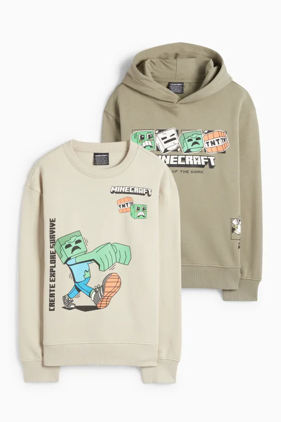 Multipack of 2 - Minecraft - hoodie and sweatshirt khaki