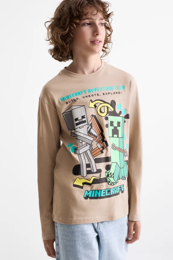 Multipack of 2 - Minecraft - long sleeve top black / beige