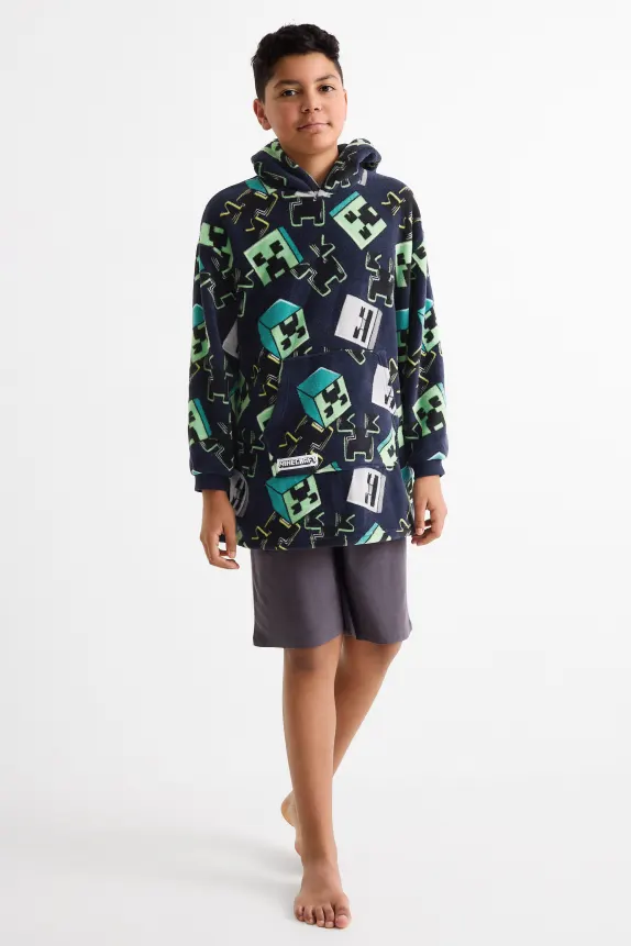 Minecraft - hoodie blanket green / dark blue