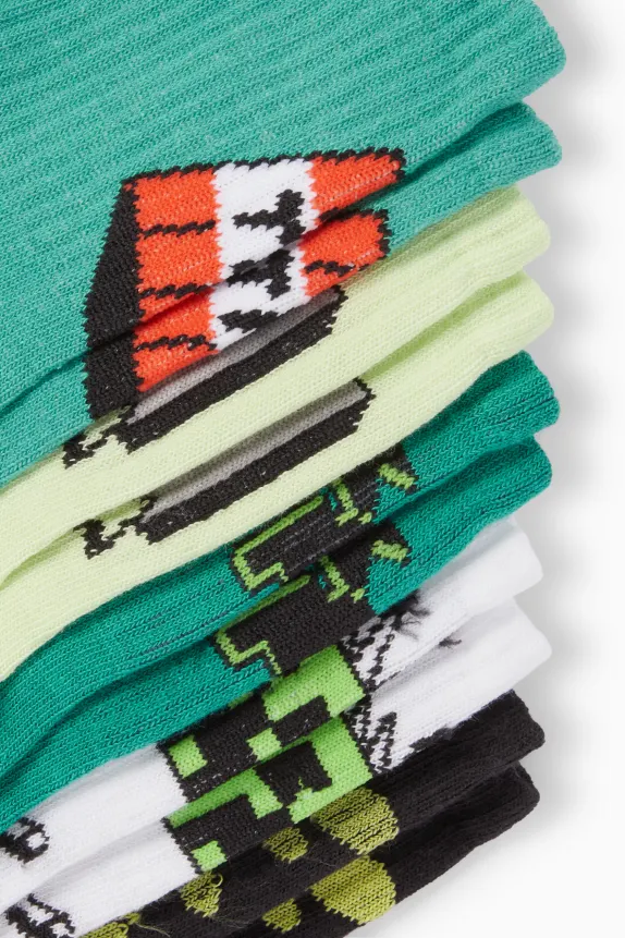 Multipack of 5 - Minecraft - socks with motif black