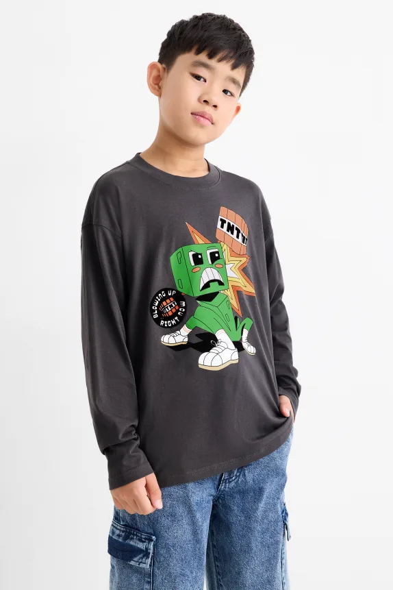 Minecraft - long sleeve top dark gray