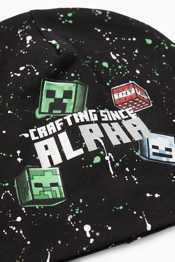 Minecraft - beanie - patterned black
