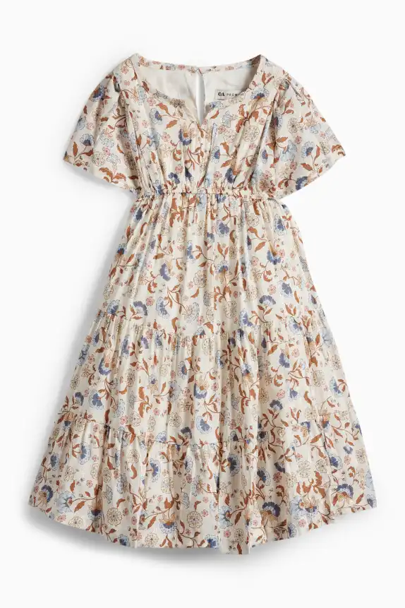 Floral - dress - shiny cremewhite
