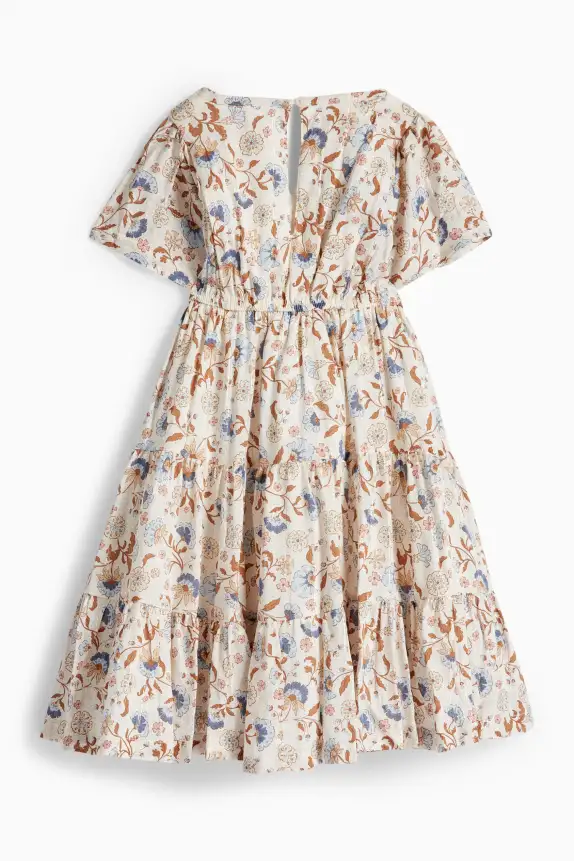 Floral - dress - shiny cremewhite