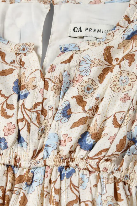 Floral - dress - shiny cremewhite