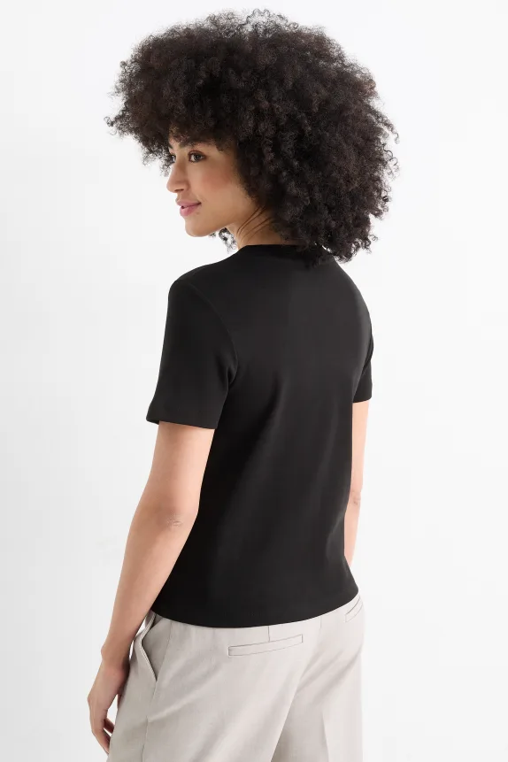 T-shirt - regular fit - shiny black