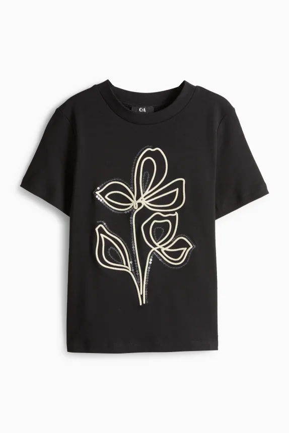T-shirt - regular fit - shiny black