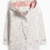Floral - rain jacket with hood - waterproof white