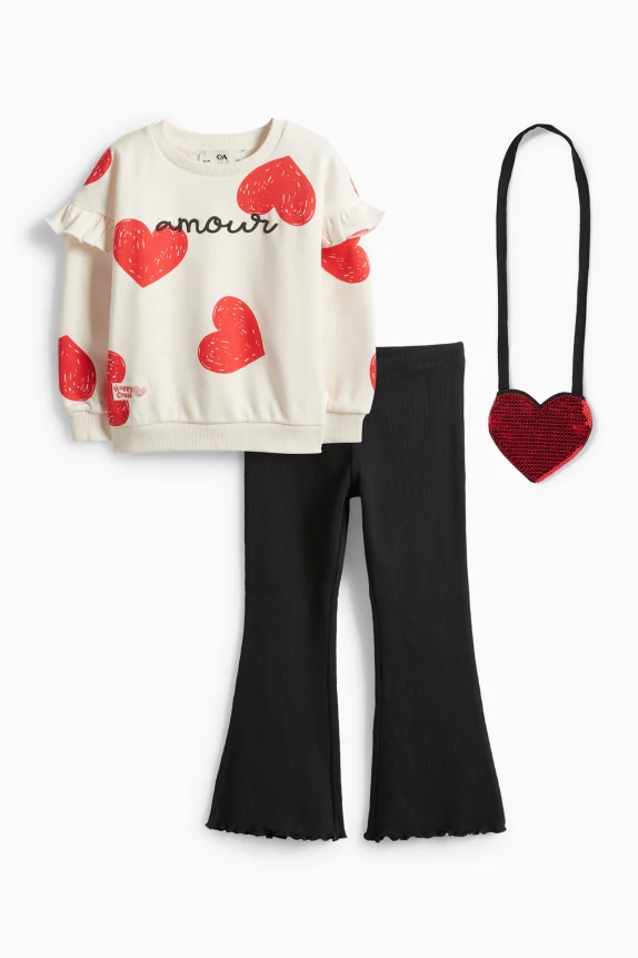 Heart - set - sweatshirt, leggings and bag - 3 piece cremewhite