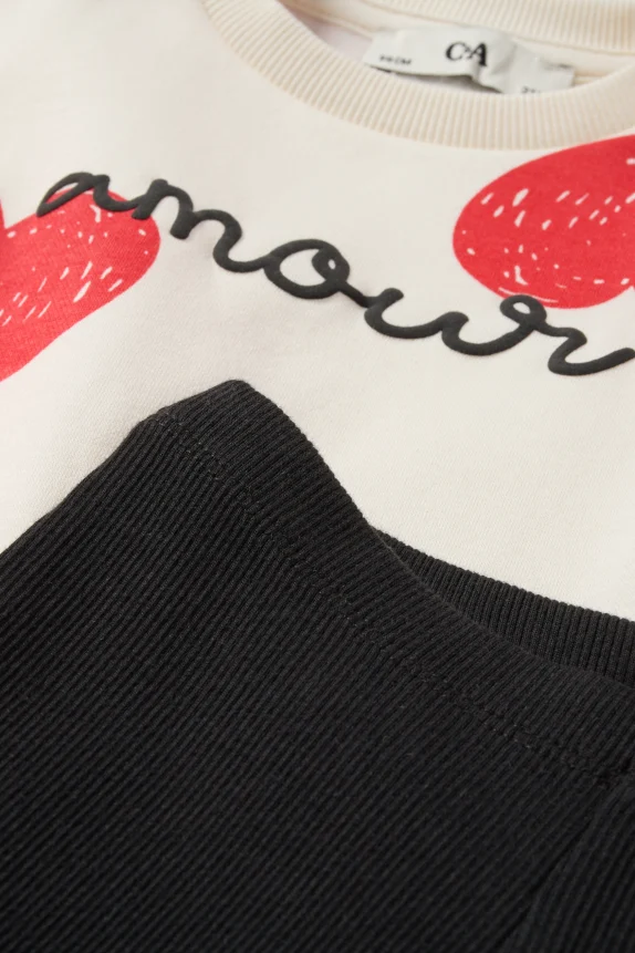 Heart - set - sweatshirt, leggings and bag - 3 piece cremewhite