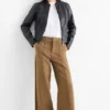 Cloth trousers - high waist - wide leg khaki