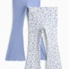 Multipack of 2 - floral - flared leggings - ribbed blue