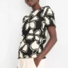 T-shirt - regular fit - floral black / beige