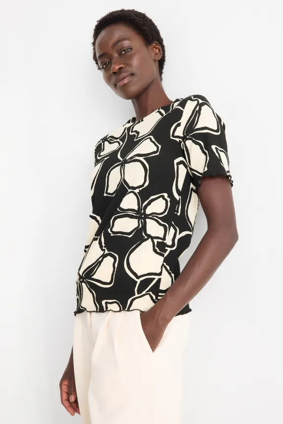 T-shirt - regular fit - floral black / beige