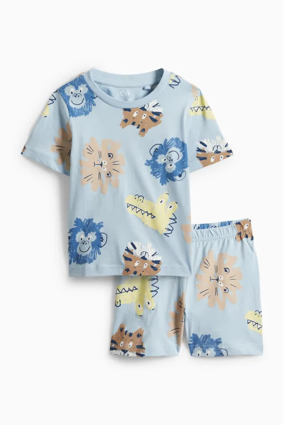 Jungle animals - short pyjamas - 2 piece light blue