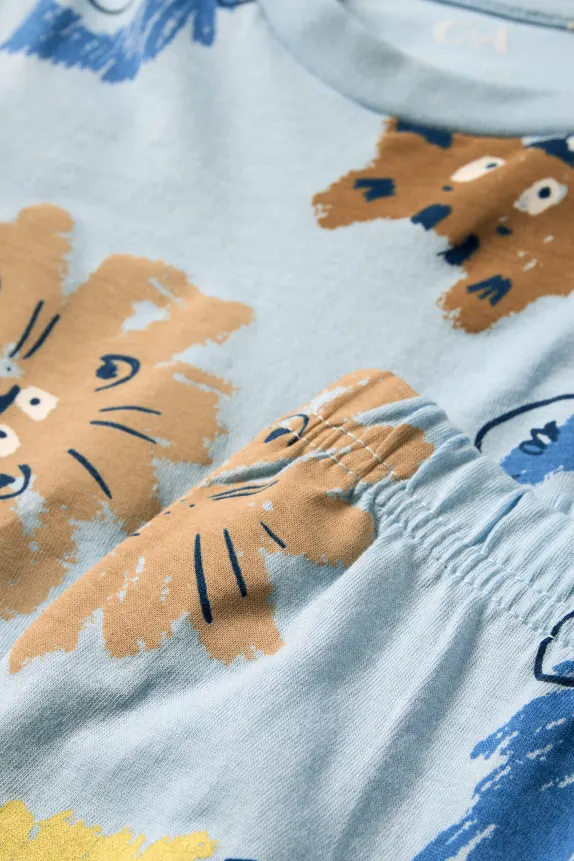 Jungle animals - short pyjamas - 2 piece light blue