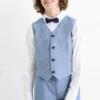 Set - shirt, waistcoat and bow tie - 3 piece - party blue / white