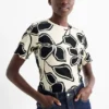T-shirt - regular fit - floral black / beige