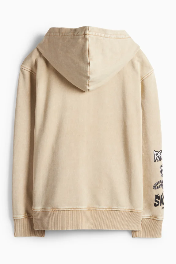 Zip-through hoodie light beige