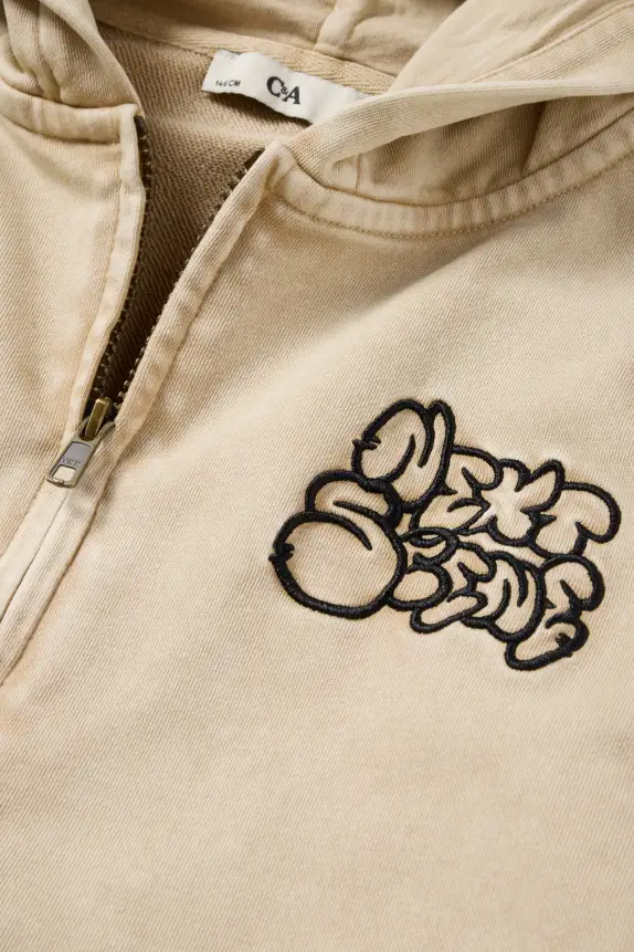 Zip-through hoodie light beige