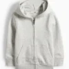 Zip-through hoodie light gray