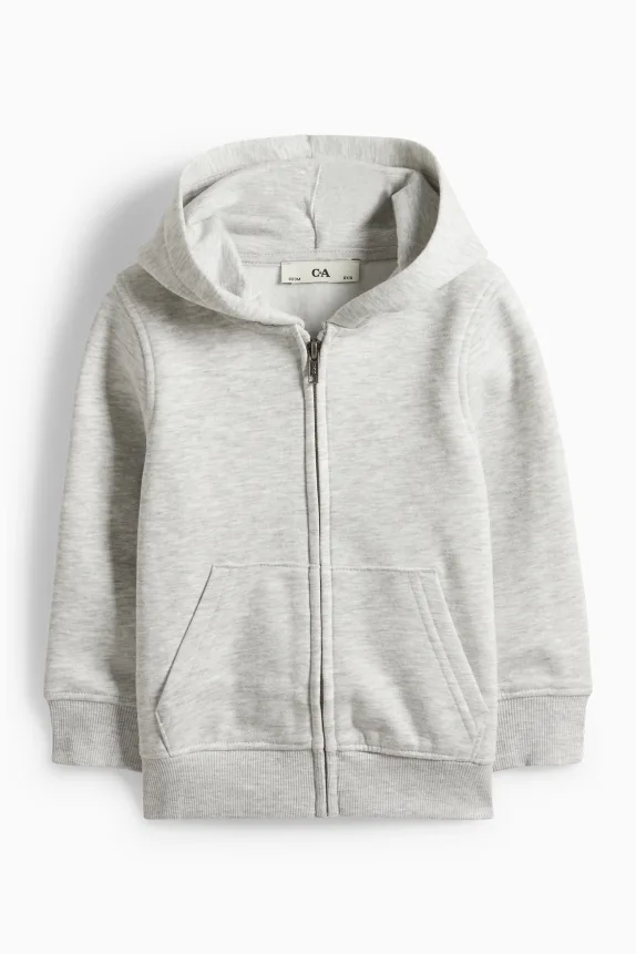 Zip-through hoodie light gray