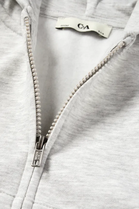 Zip-through hoodie light gray