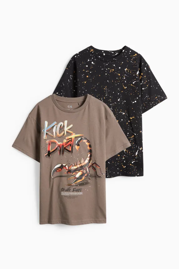 Multipack of 2 - scorpion - short sleeve T-shirt brown