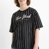 New York - short sleeve T-shirt - striped black / white