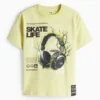 Headphones - short sleeve T-shirt yellow