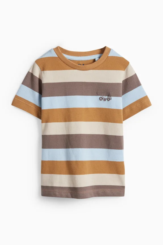 Lorry - short sleeve T-shirt - striped beige / blue