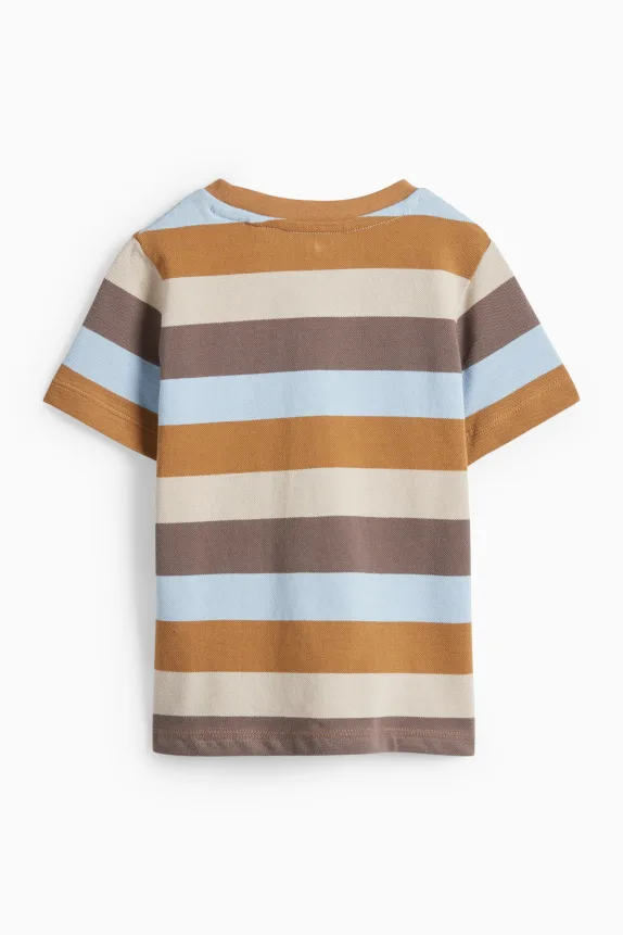 Lorry - short sleeve T-shirt - striped beige / blue