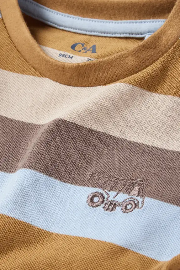 Lorry - short sleeve T-shirt - striped beige / blue