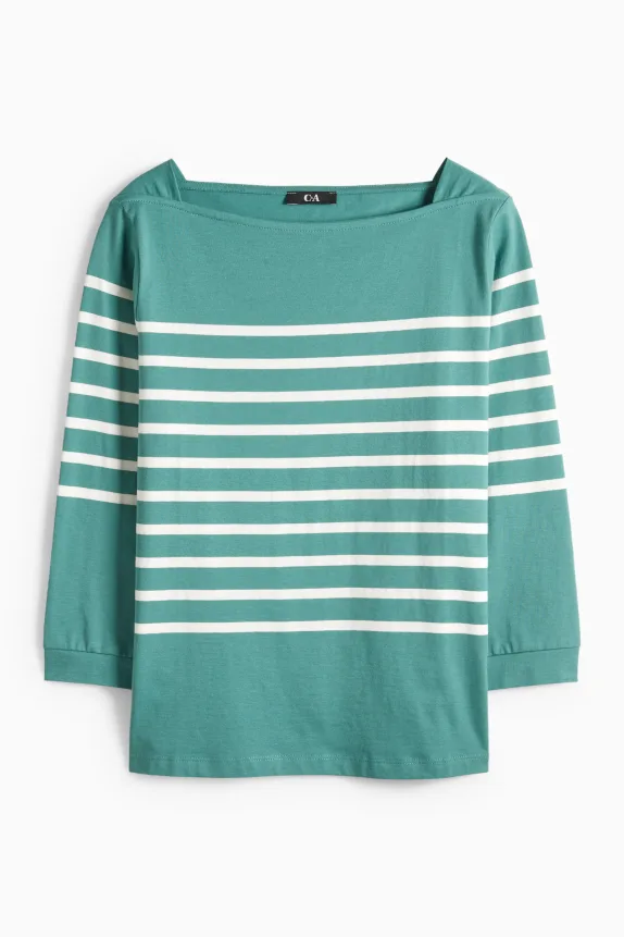 Long sleeve top - regular fit green / cremewhite