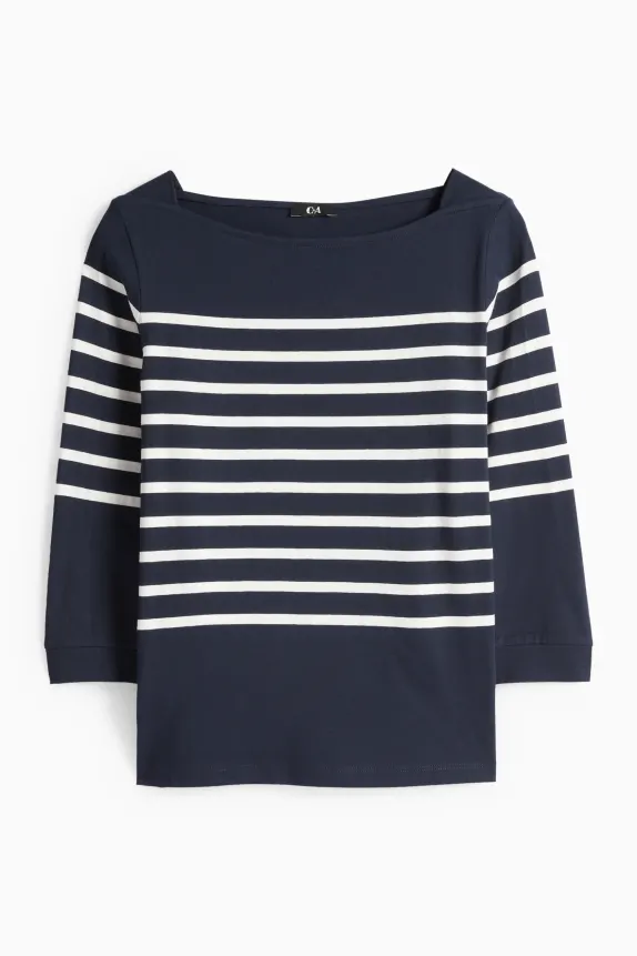 Long sleeve top - regular fit dark blue / white