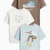 Multipack of 3 - skater and trainer - short sleeve T-shirt brown / blue