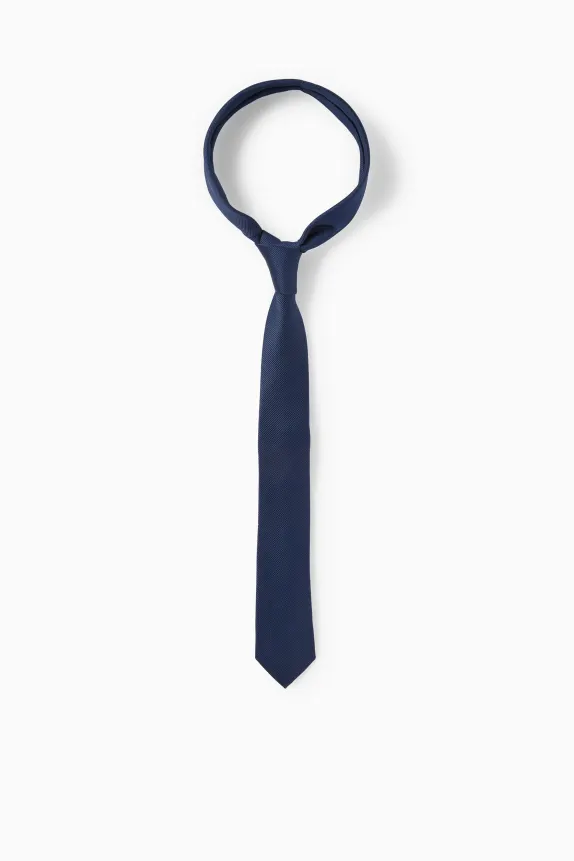 Tie - ribbed dark blue