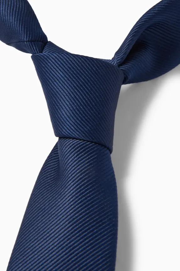 Tie - ribbed dark blue