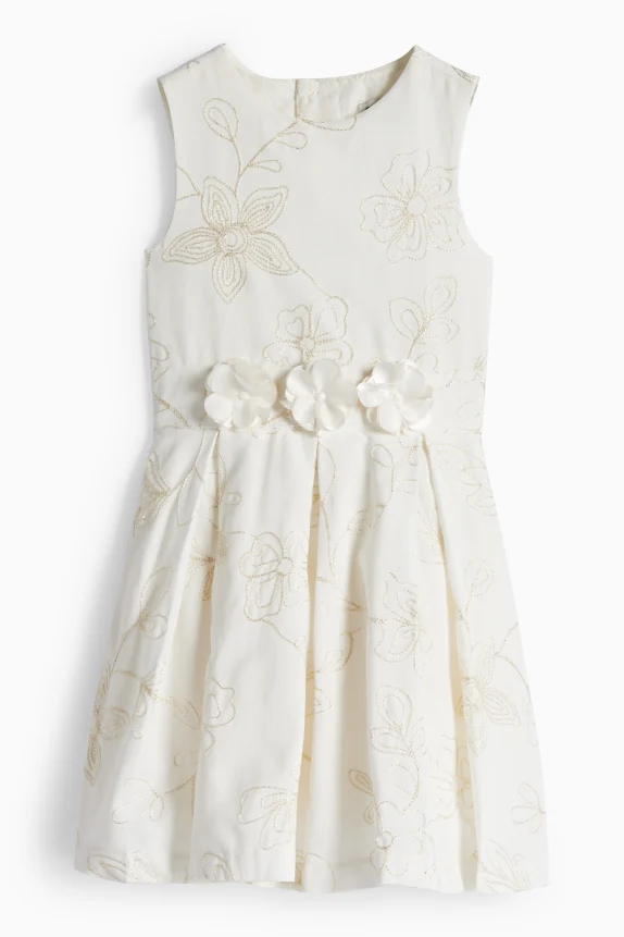 Floral - dress - shiny - formal white
