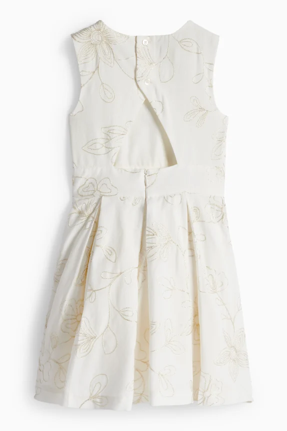 Floral - dress - shiny - formal white