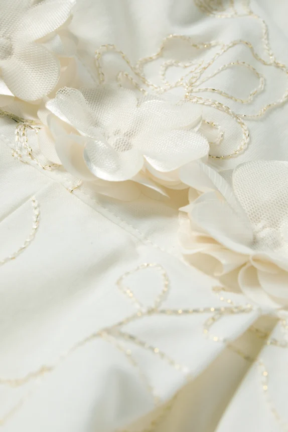 Floral - dress - shiny - formal white