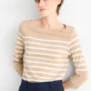 Long sleeve top - regular fit white / beige