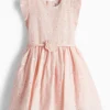 Floral - dress with belt - broderie anglaise - party rose